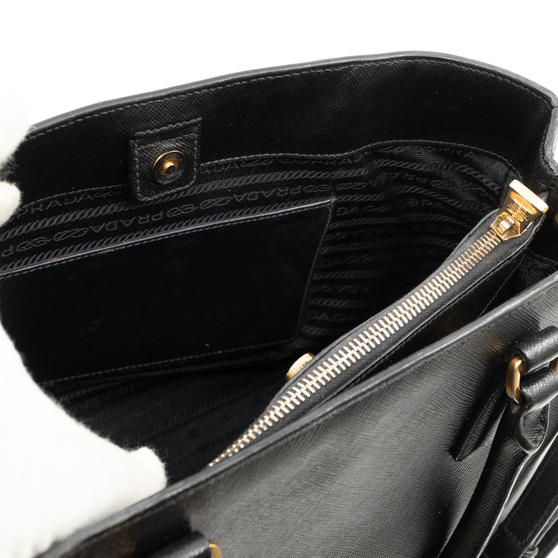 Galleria Saffiano Leather Tote in Black - Prada