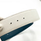 H Buckle Reversible Leather Belt 85 White & Blue