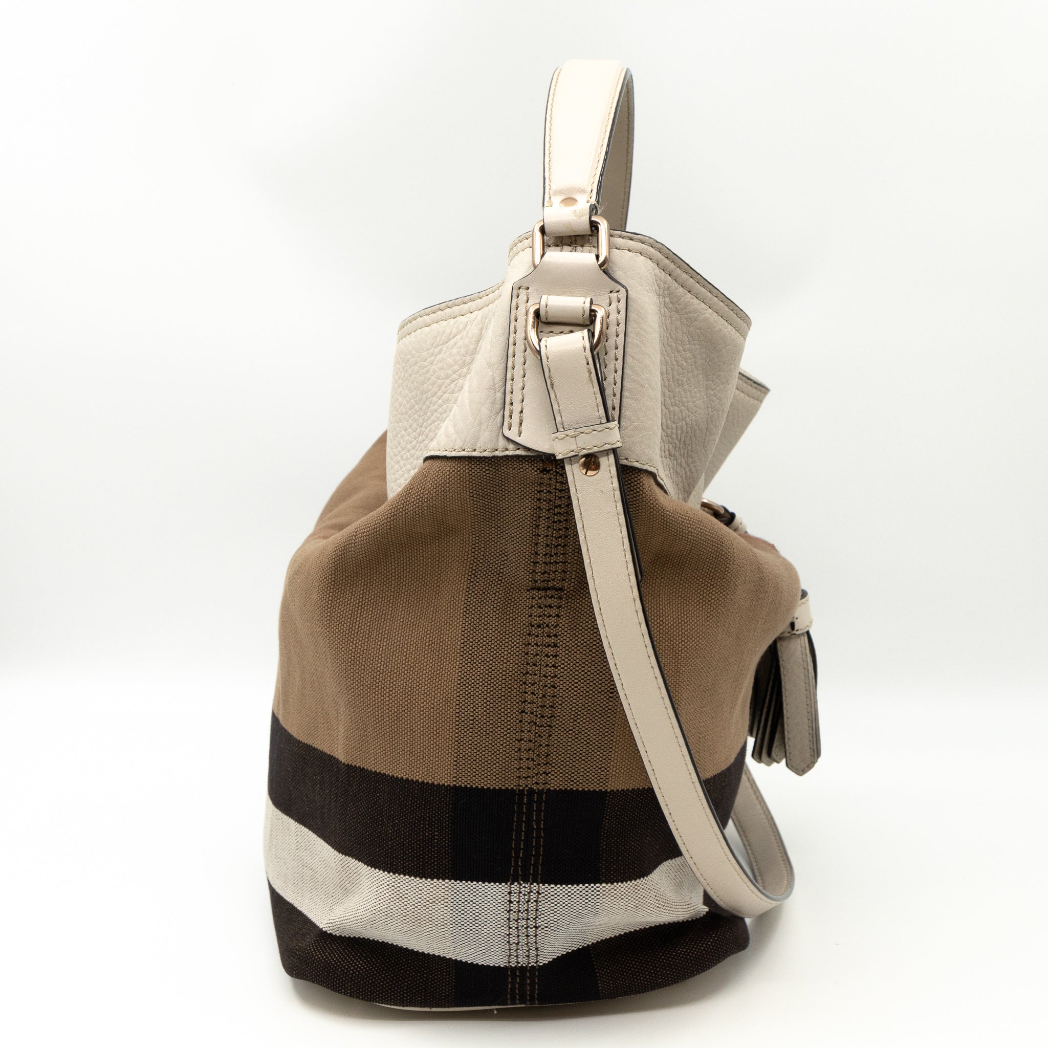 Ashby Medium Bucket Bag Check White