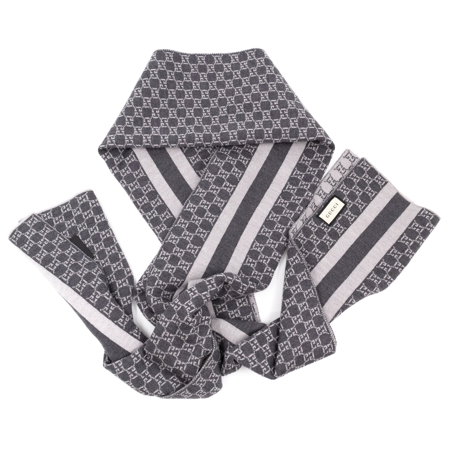 GG Wool Scarf Light & Dark Grey