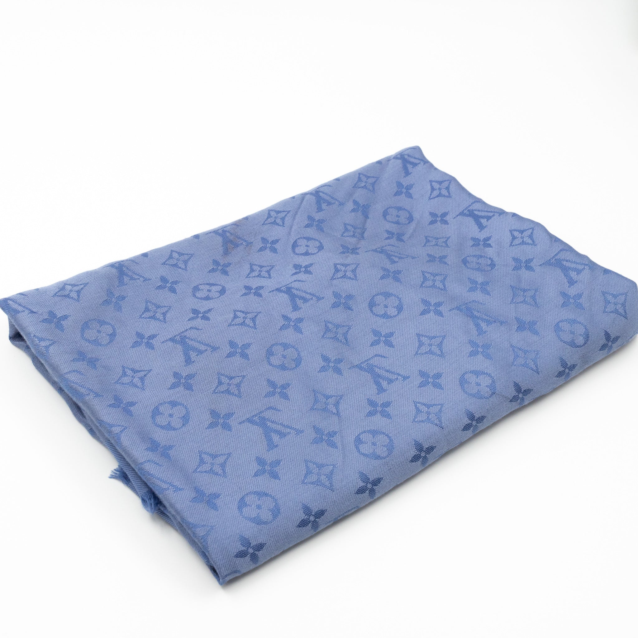 Monogram Shawl Bleuet Blue