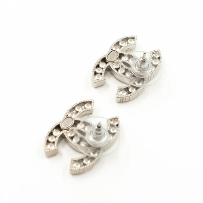 CC Crystal Frame Earrings Silver