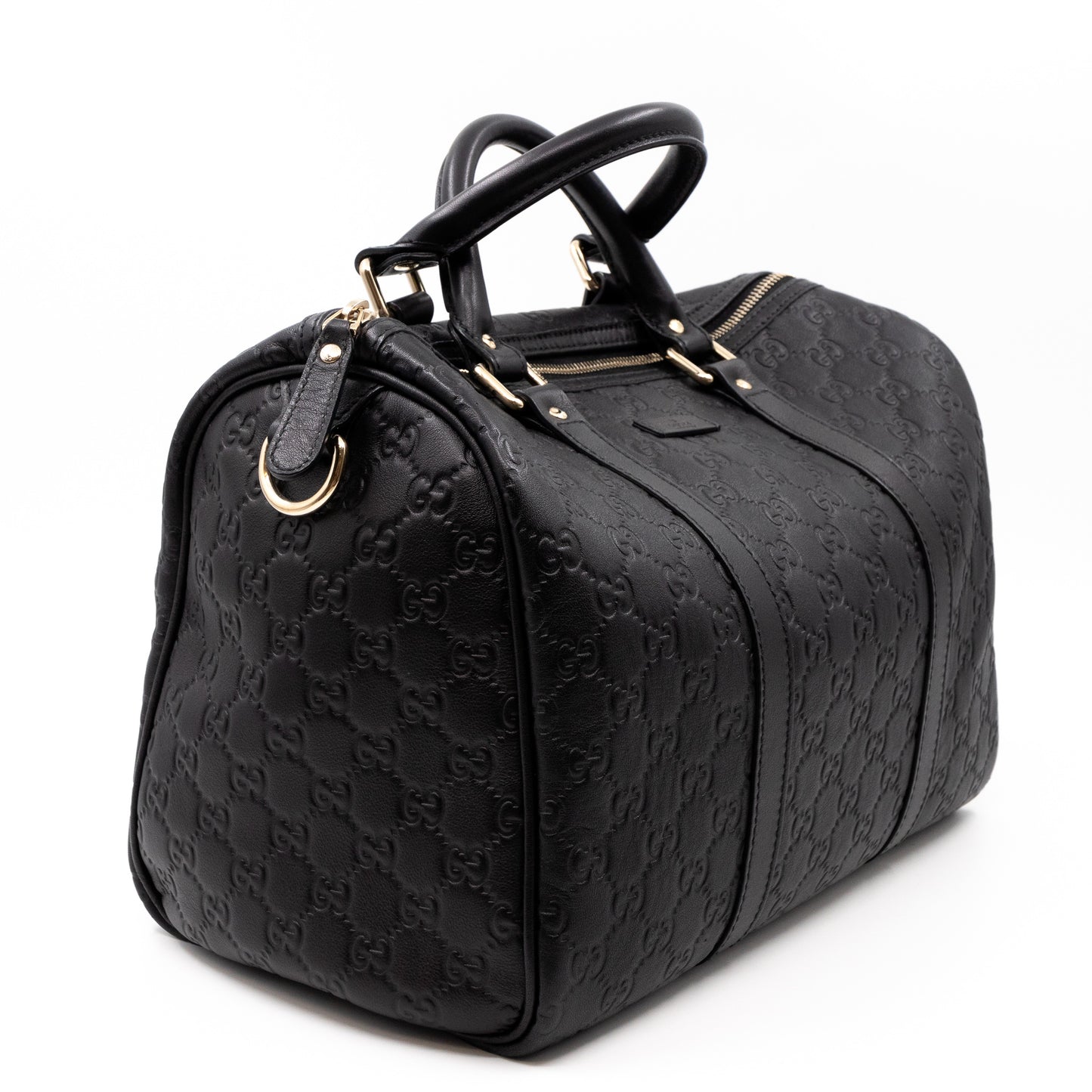 Medium Boston Bag Black Guccissima Leather