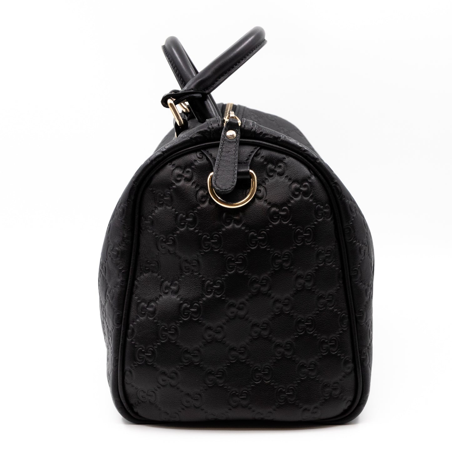 Medium Boston Bag Black Guccissima Leather