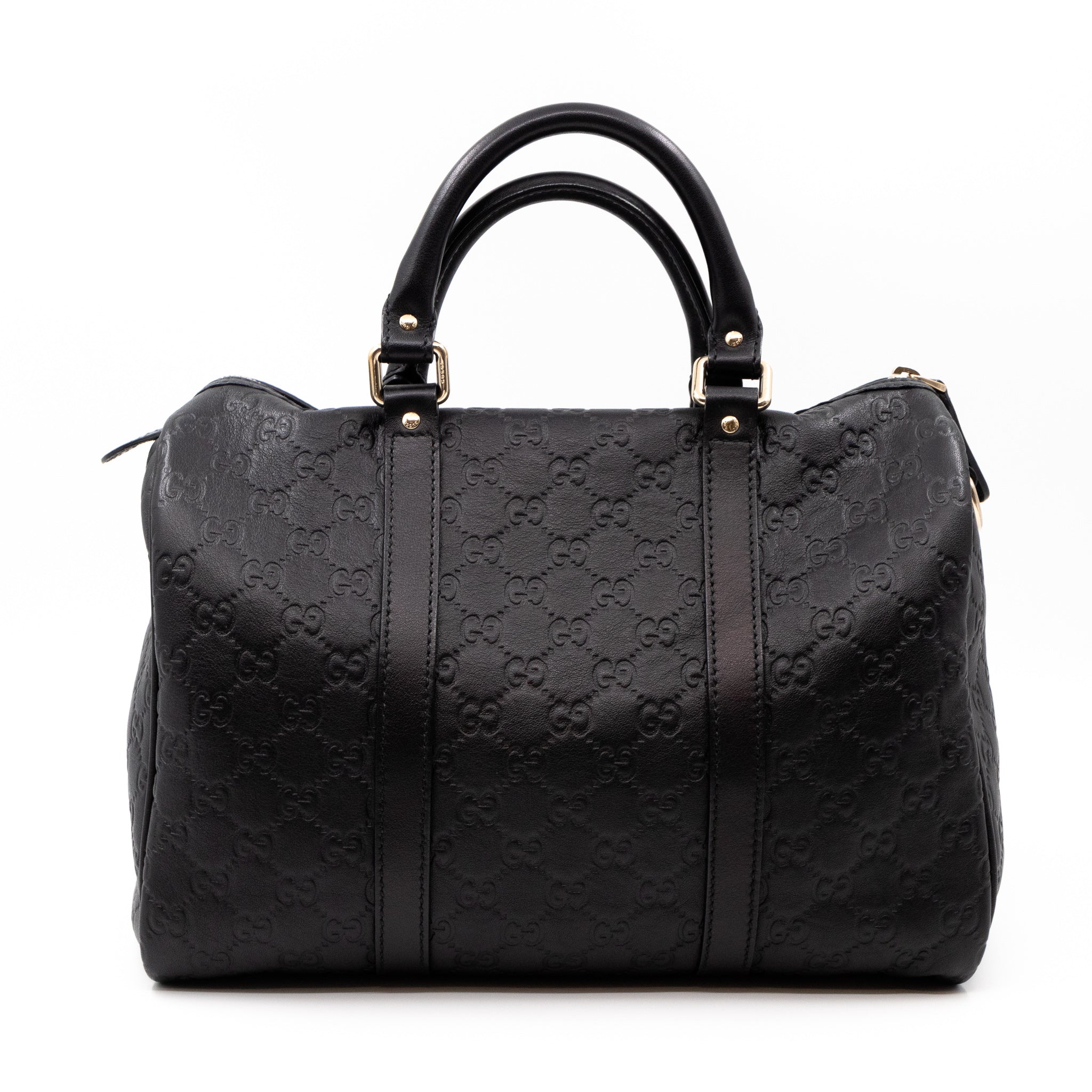 Medium Boston Bag Black Guccissima Leather