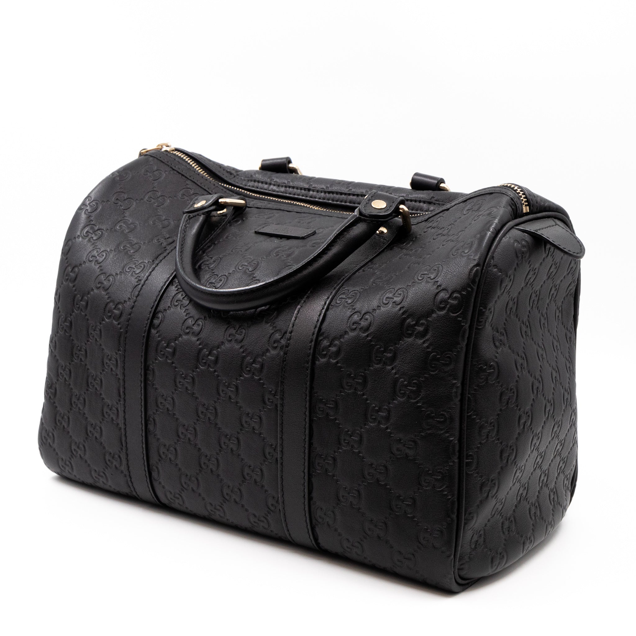 Medium Boston Bag Black Guccissima Leather