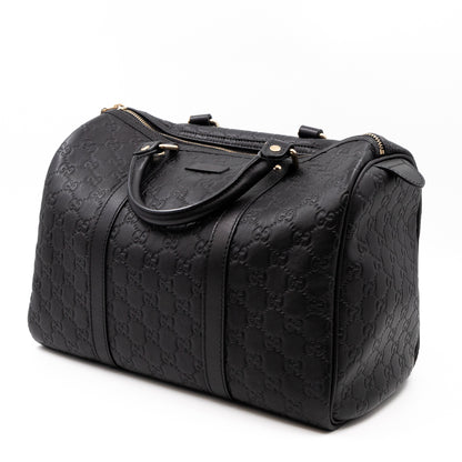 Medium Boston Bag Black Guccissima Leather