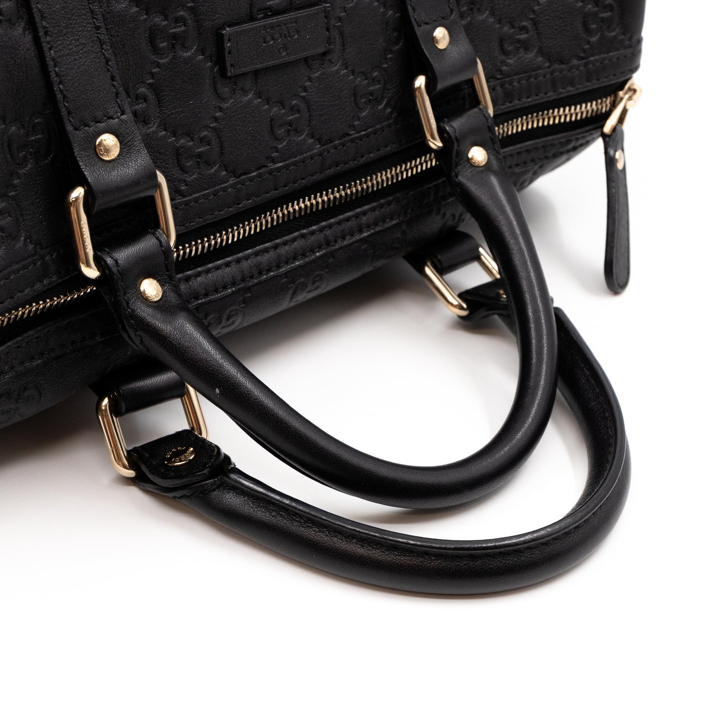 Medium Boston Bag Black Guccissima Leather