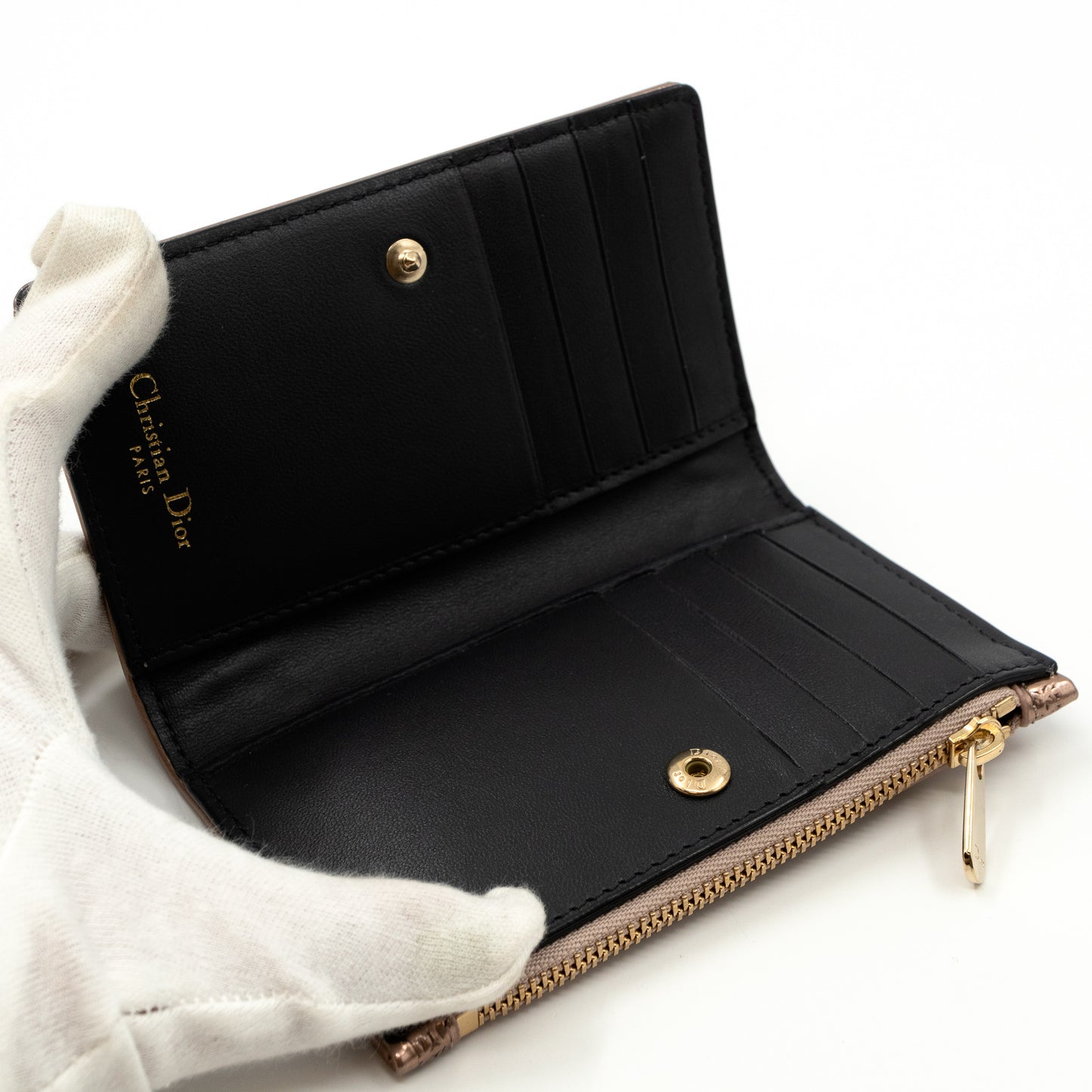 Diorama Compact Wallet Rose Gold Leather