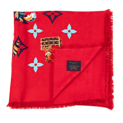 Monogram Precious Tiger Shawl Red
