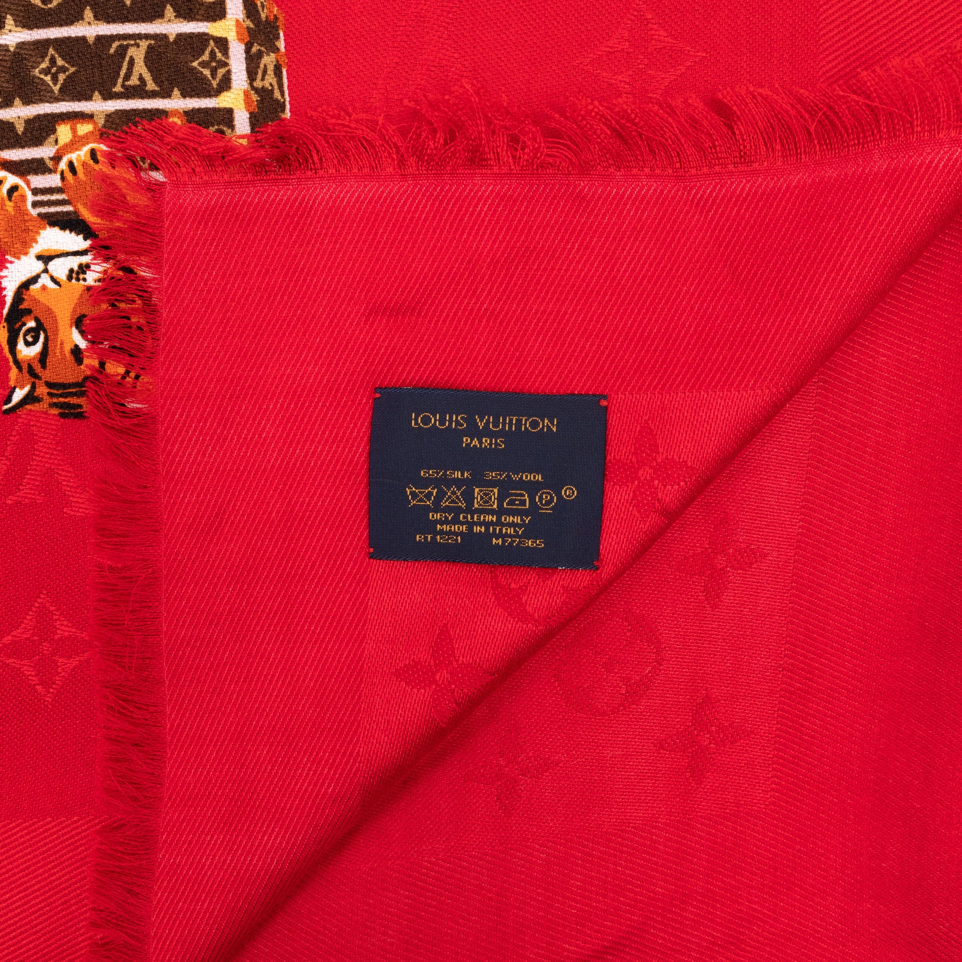 Louis Vuitton Monogram Precious Tiger Shawl, Red, One Size