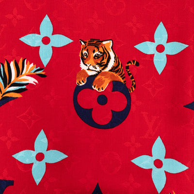 Monogram Precious Tiger Shawl Red
