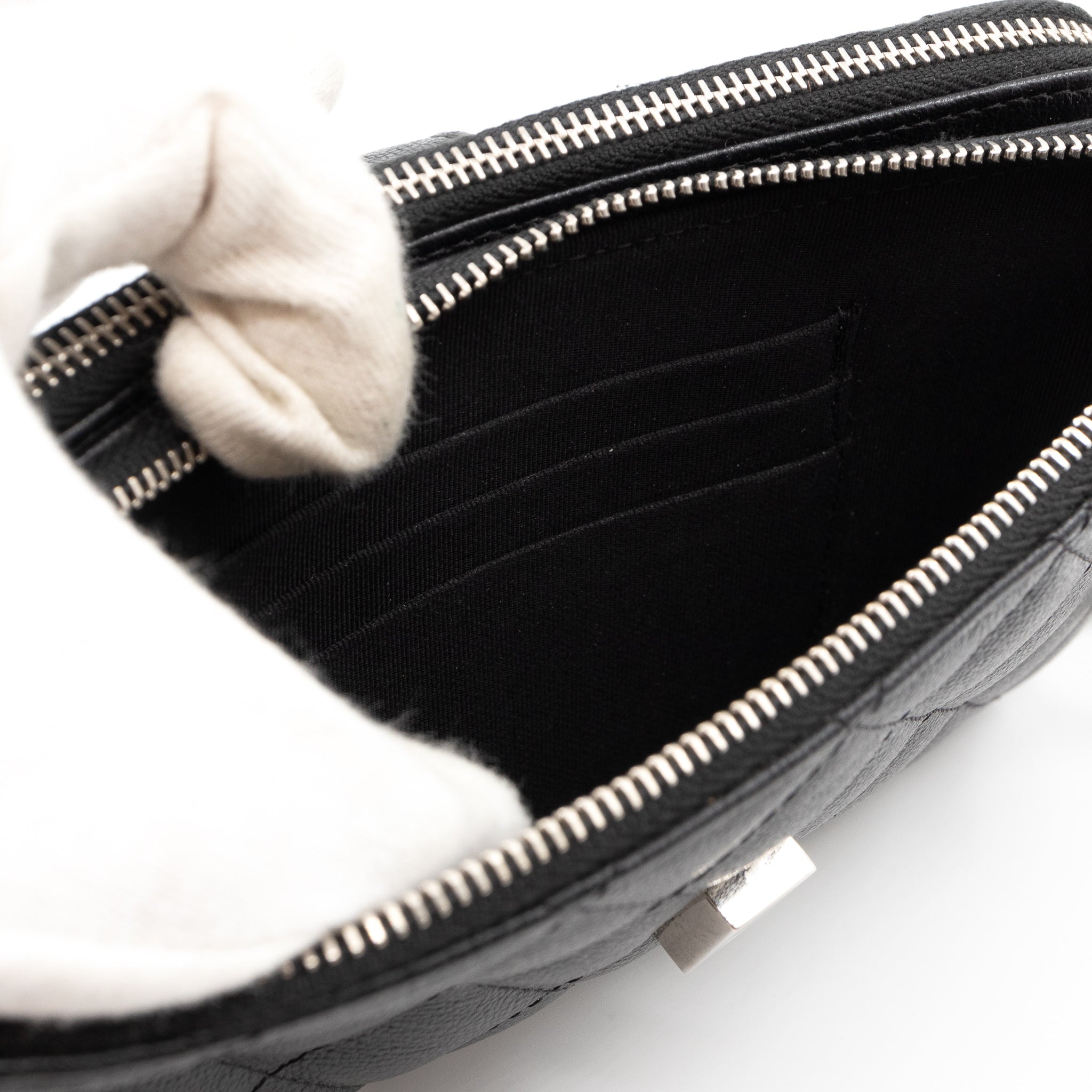 CC Box Clutch On Chain Black Caviar Silver