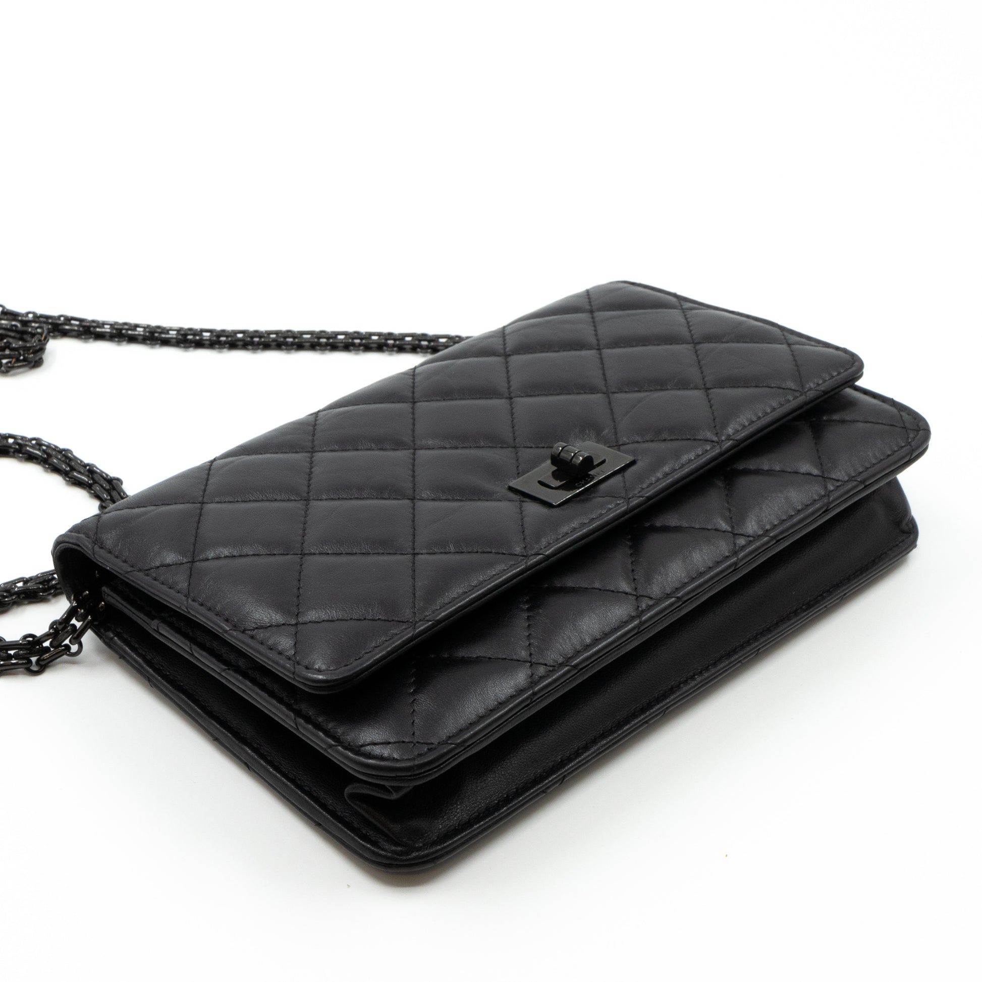 Chanel 2.55 Reissue Wallet on Chain Black Aged Calfskin 