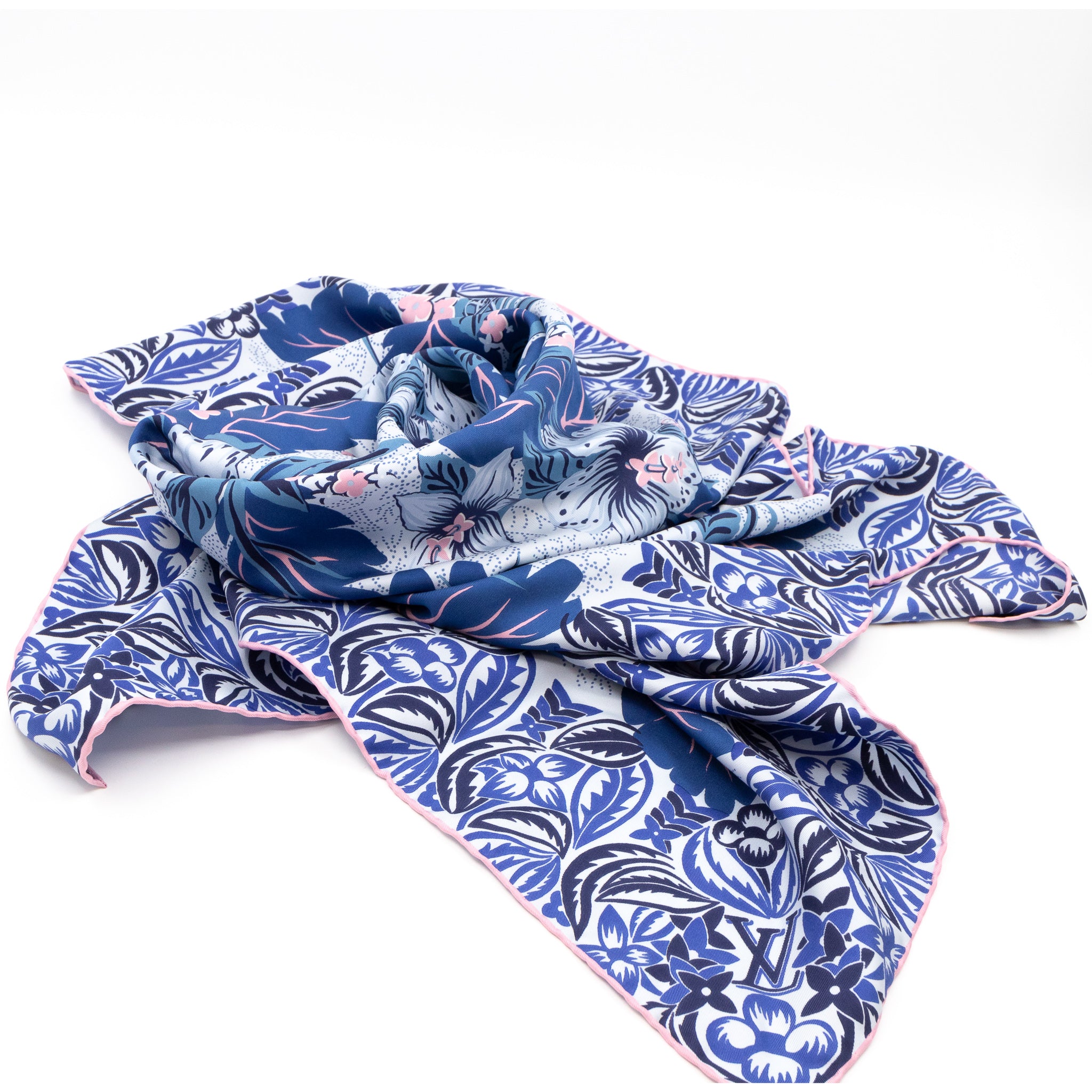 Monokinawa Silk Square Blue & Pink