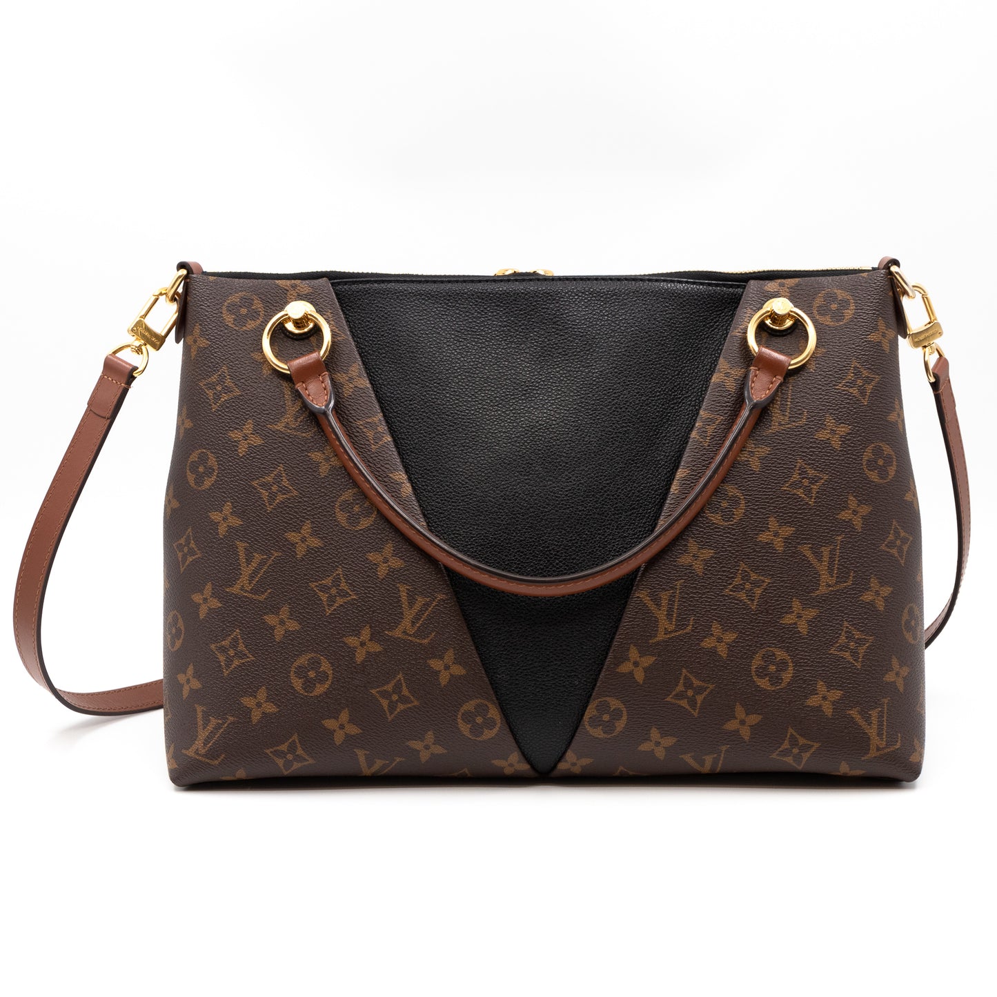 V Tote MM Monogram Noir Caramel