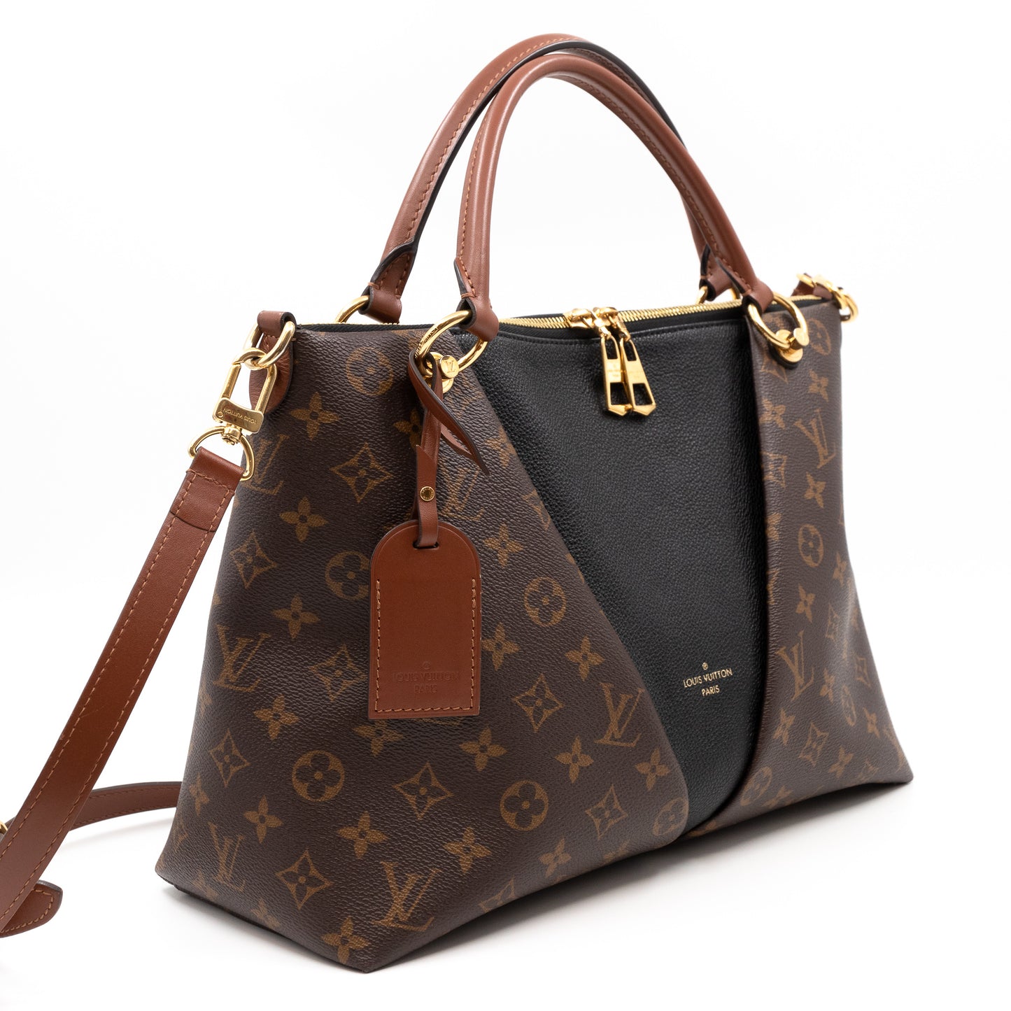 V Tote MM Monogram Noir Caramel