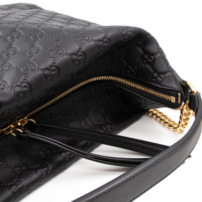 Hobo Chain Bag Black Guccissima Leather