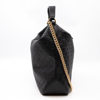 Hobo Chain Bag Black Guccissima Leather