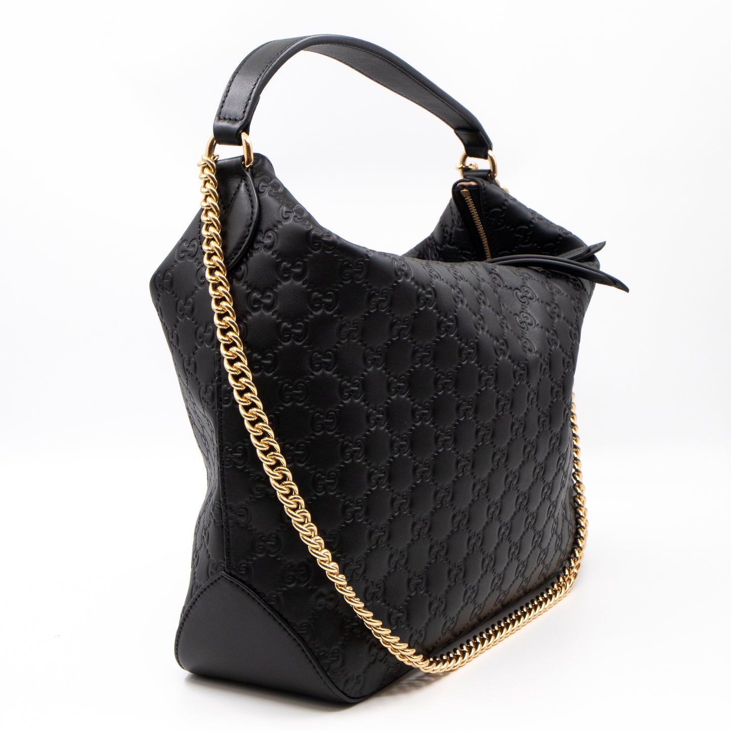 Hobo Chain Bag Black Guccissima Leather