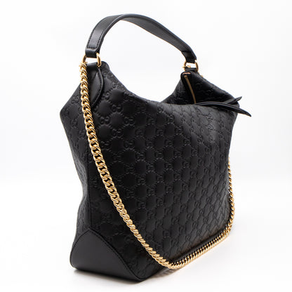 Hobo Chain Bag Black Guccissima Leather