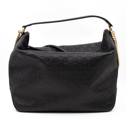 Hobo Chain Bag Black Guccissima Leather