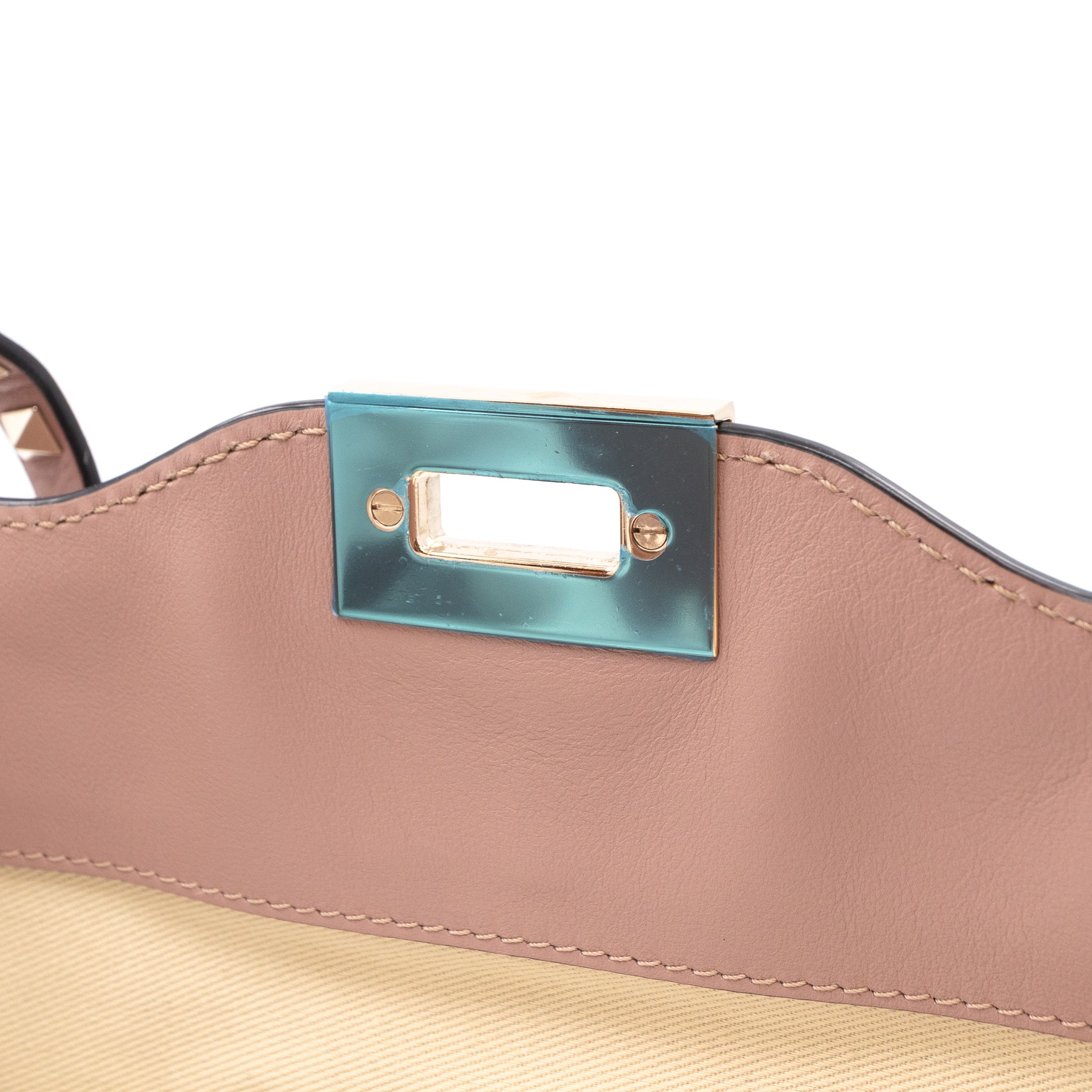 Rockstud Trapeze Tote Rose Beige Leather