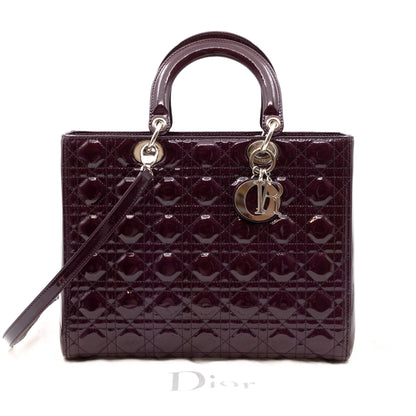 Lady Dior Large Dark Purple Patent Leather