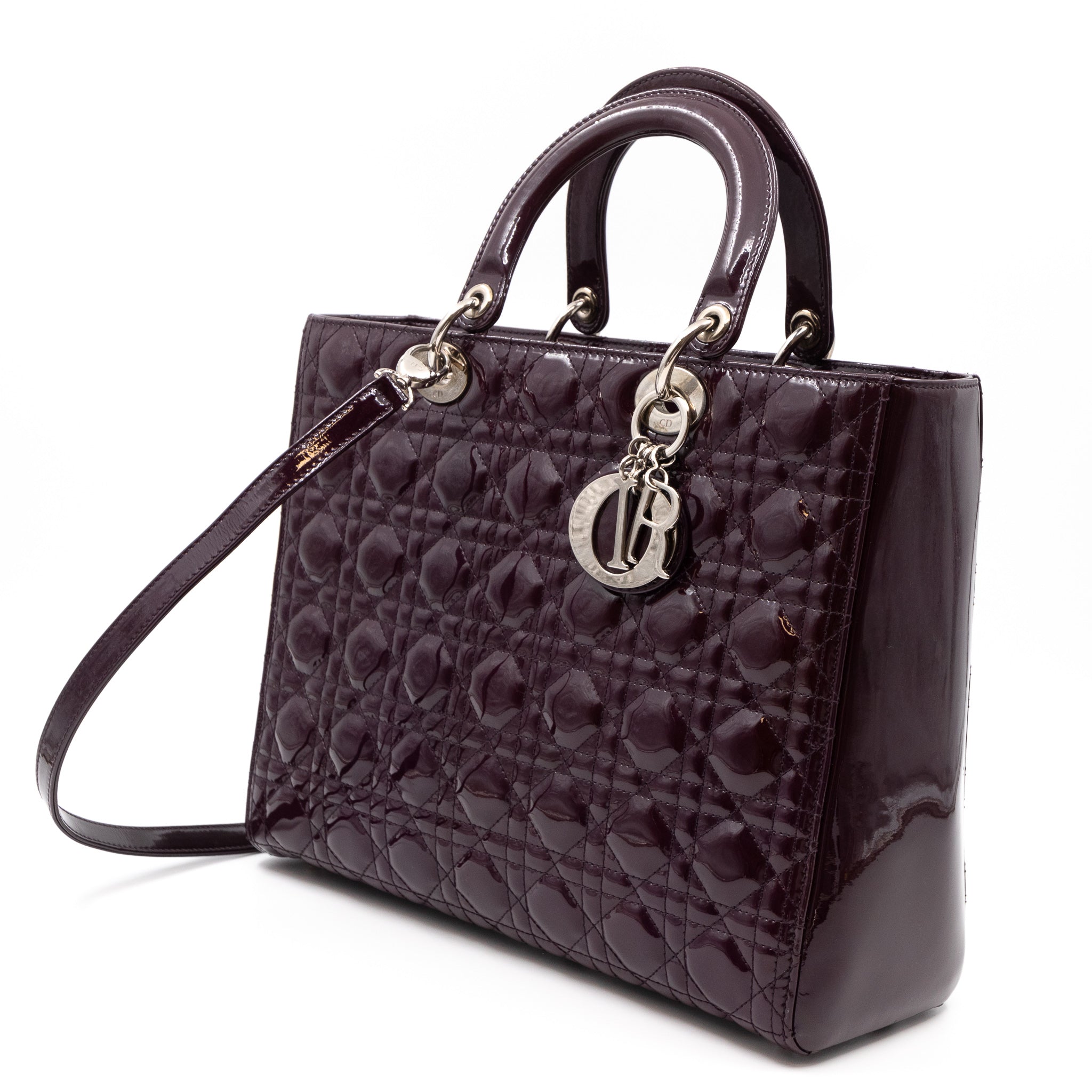 Lady Dior Large Dark Purple Patent Leather
