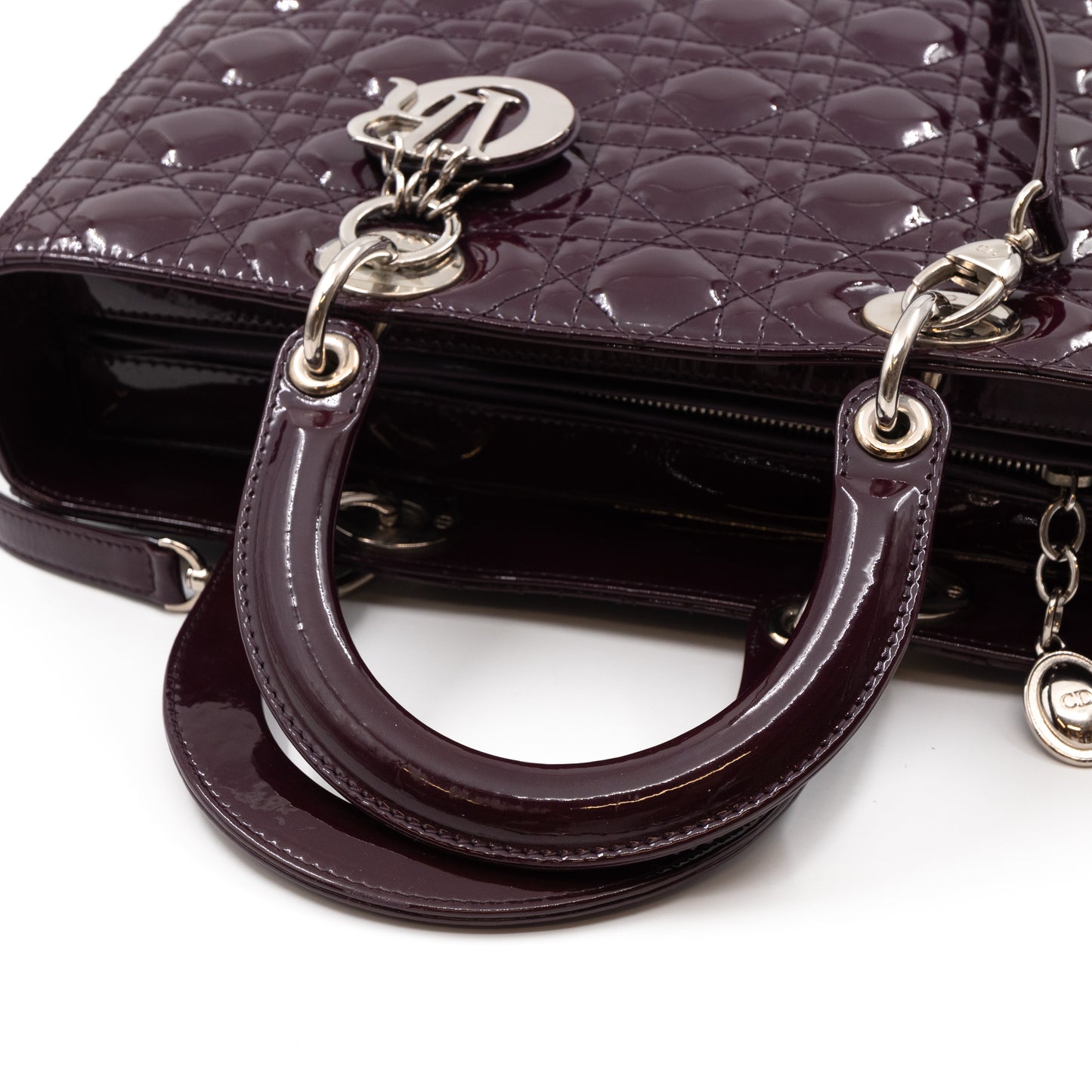 Lady Dior Large Dark Purple Patent Leather