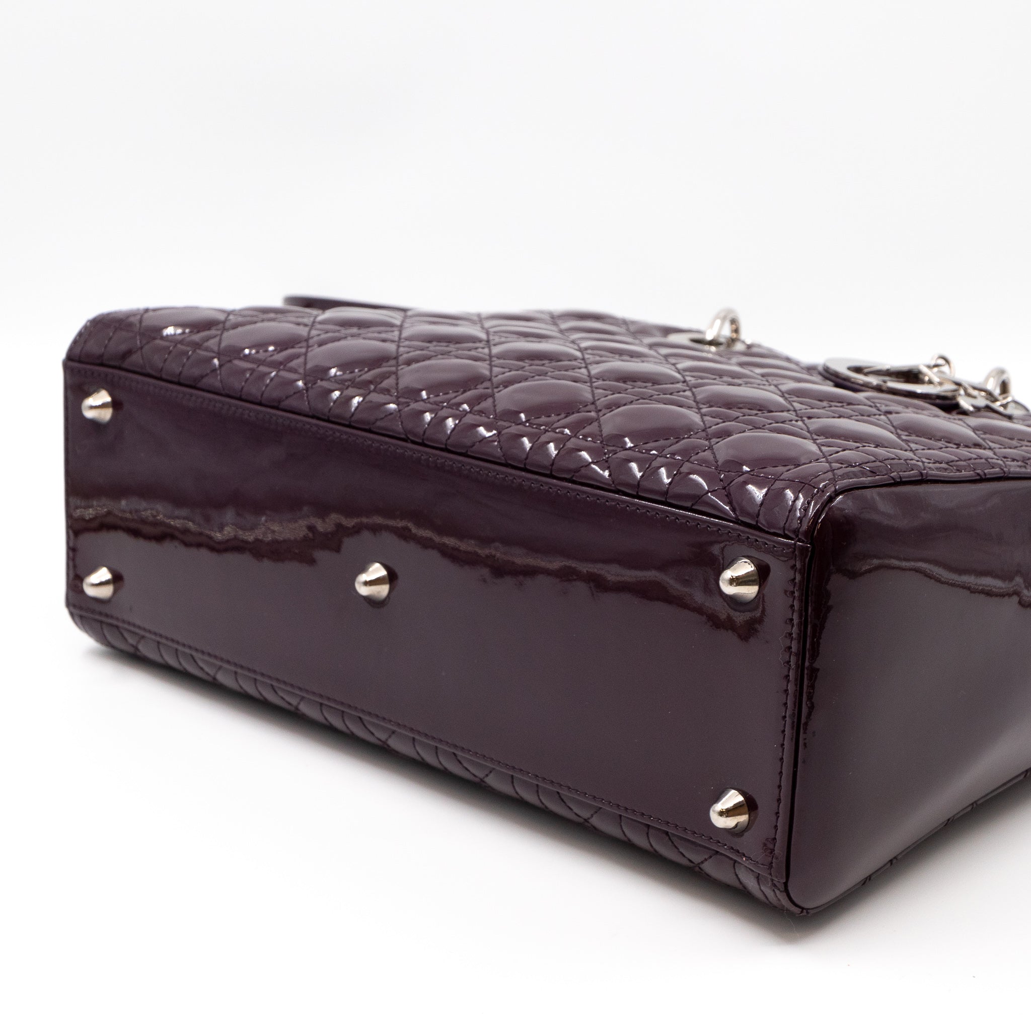 Lady Dior Large Dark Purple Patent Leather