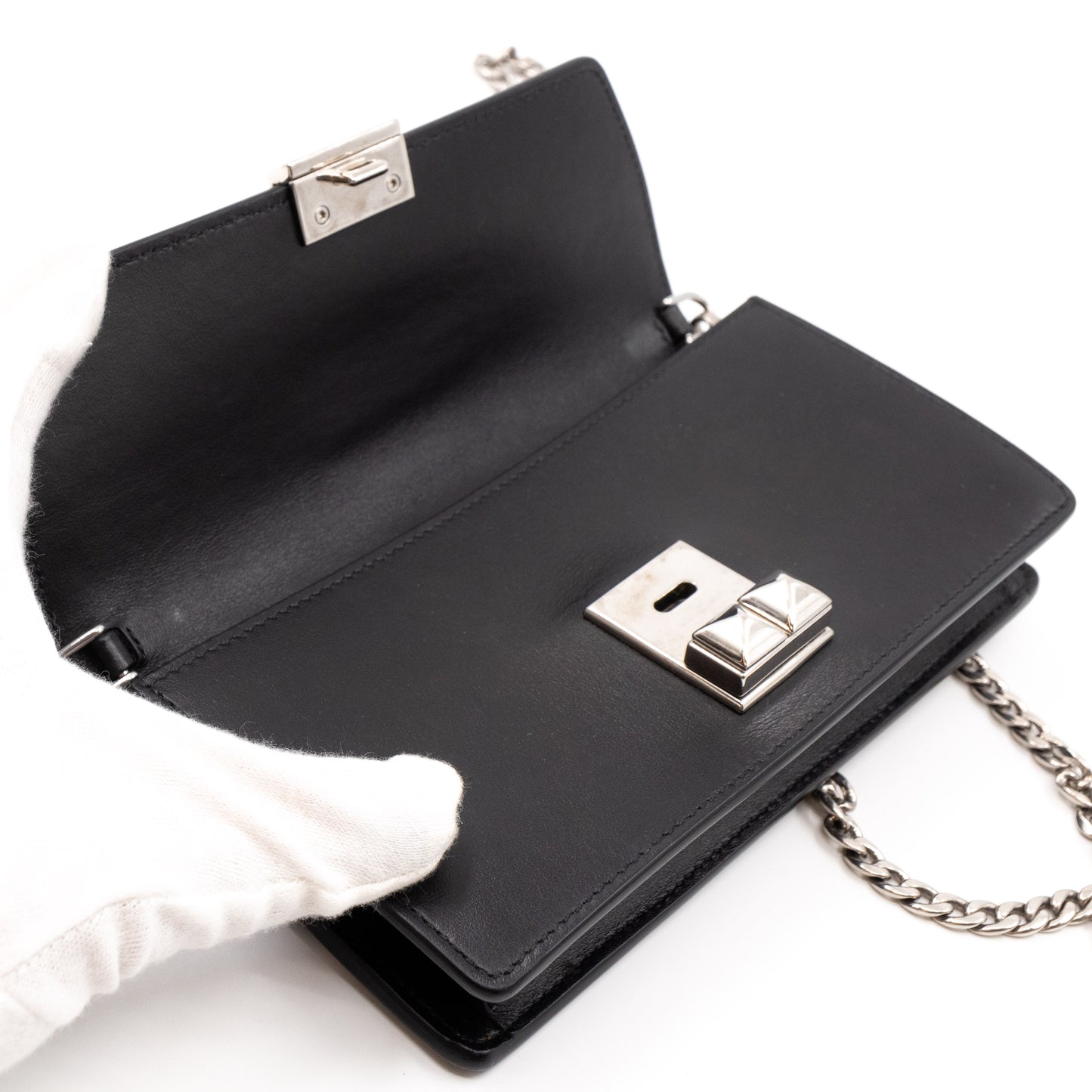 Elektra Studded Wallet on Chain Black Leather