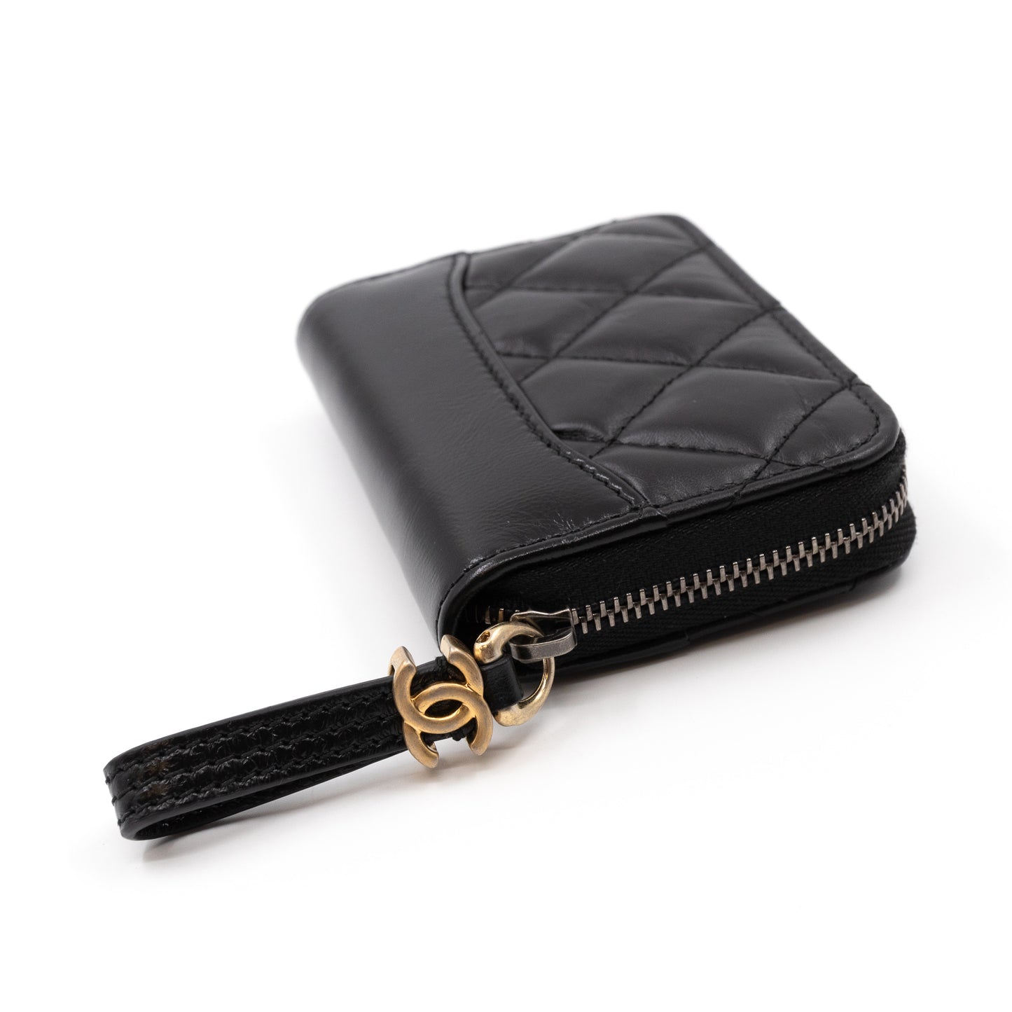 Gabrielle Zipped Coin Purse Black Leather