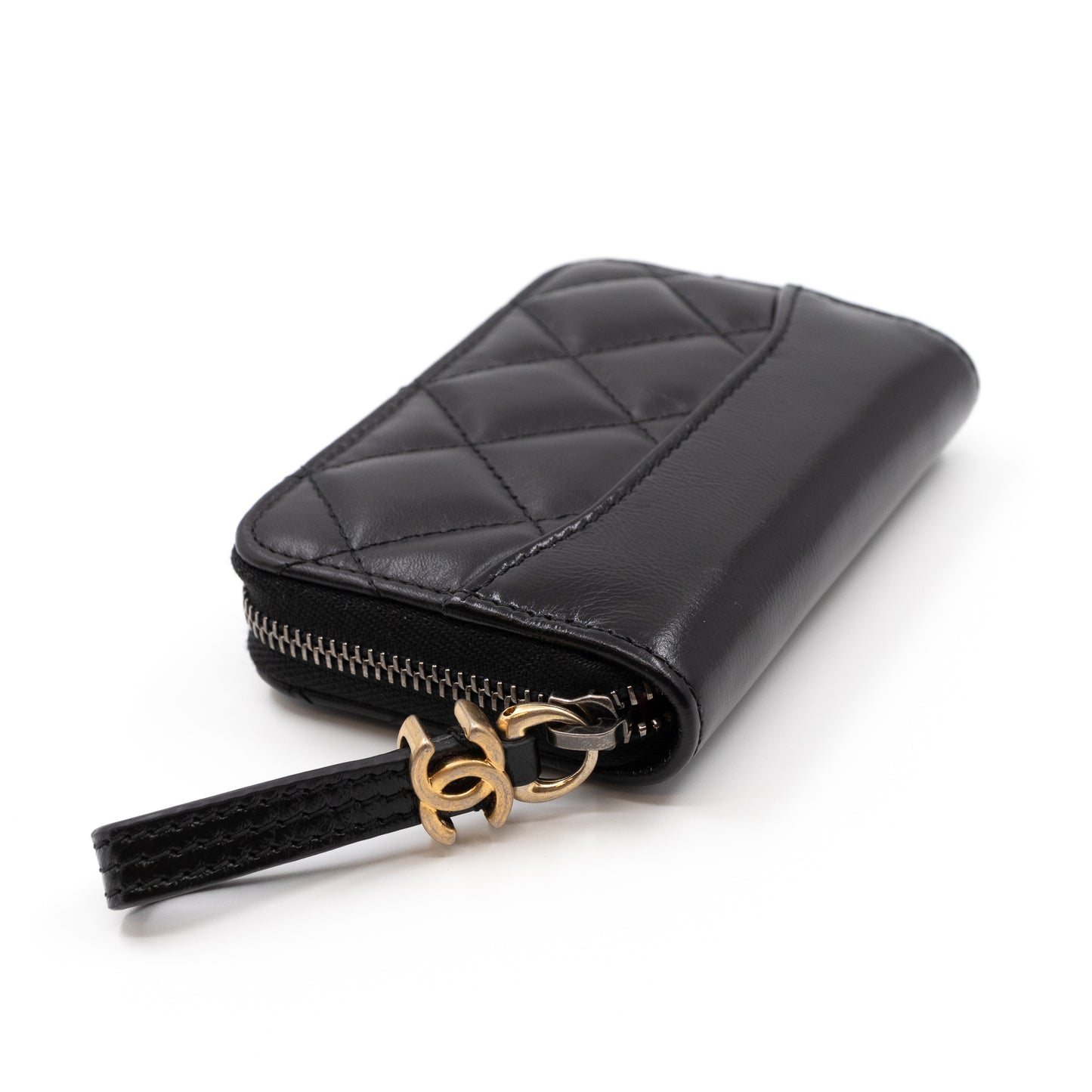 Gabrielle Zipped Coin Purse Black Leather