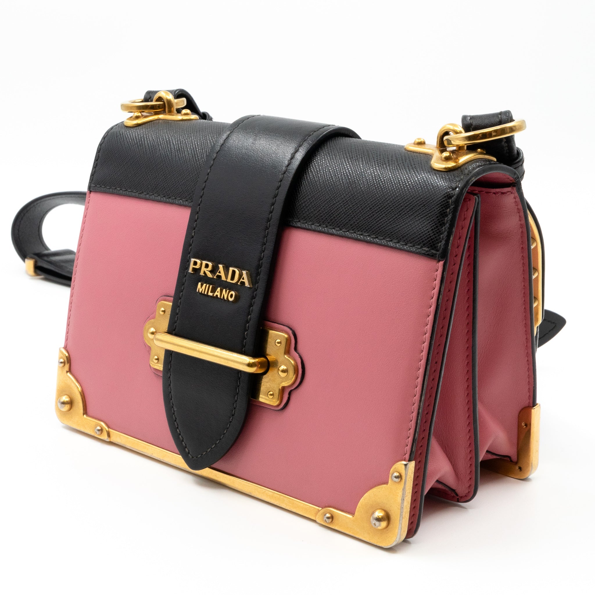 Prada Prada Cahier Bag Pink Black Leather Queen Station