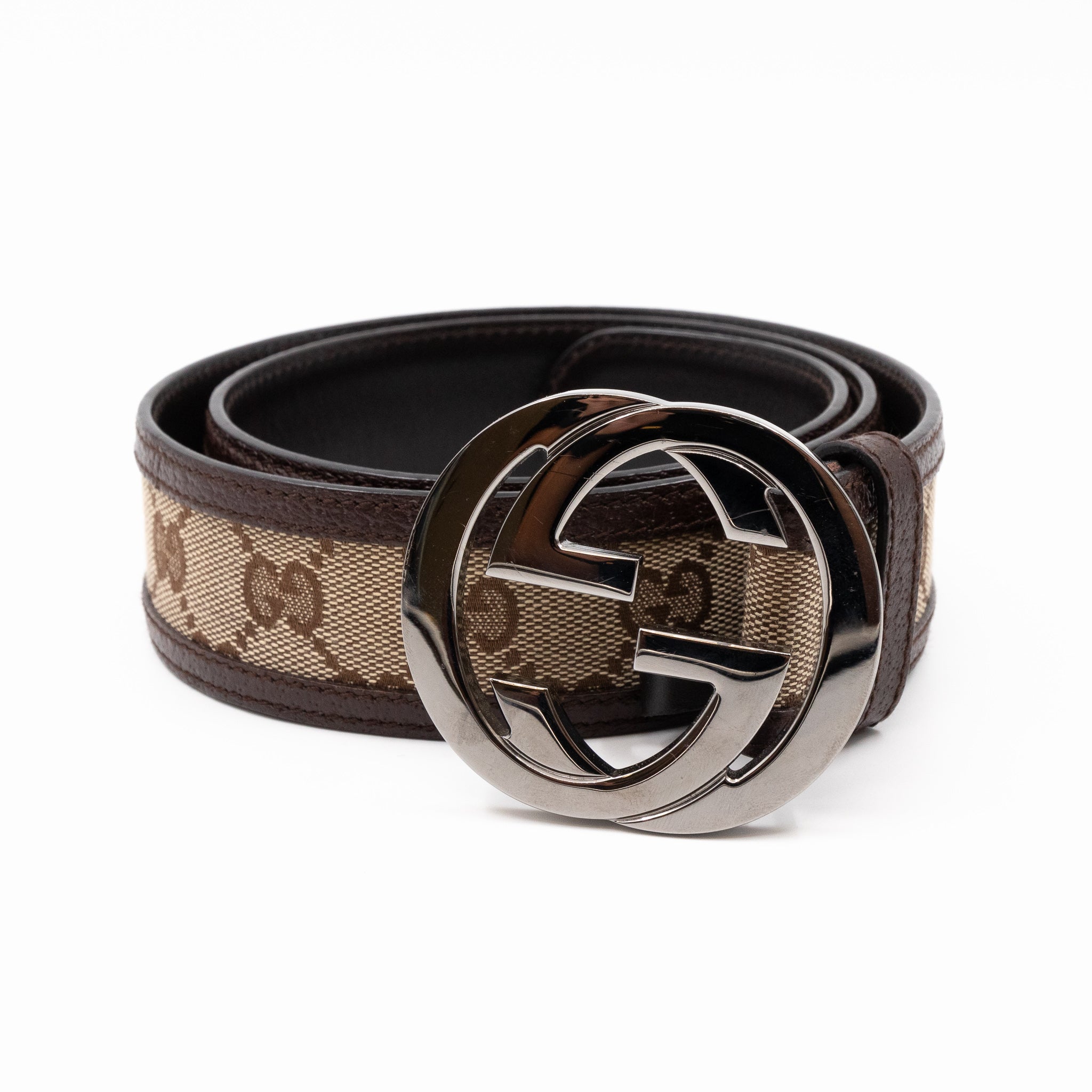 Interlocking G Belt Brown Leather 90 cm