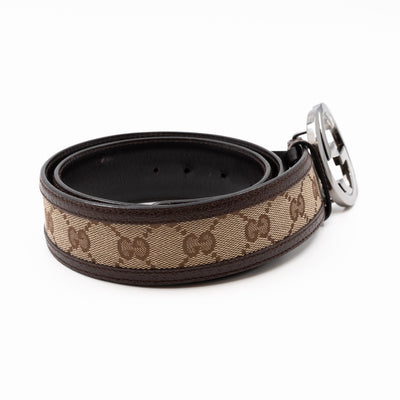 Interlocking G Belt Brown Leather 90 cm