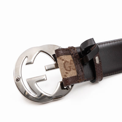 Interlocking G Belt Brown Leather 90 cm