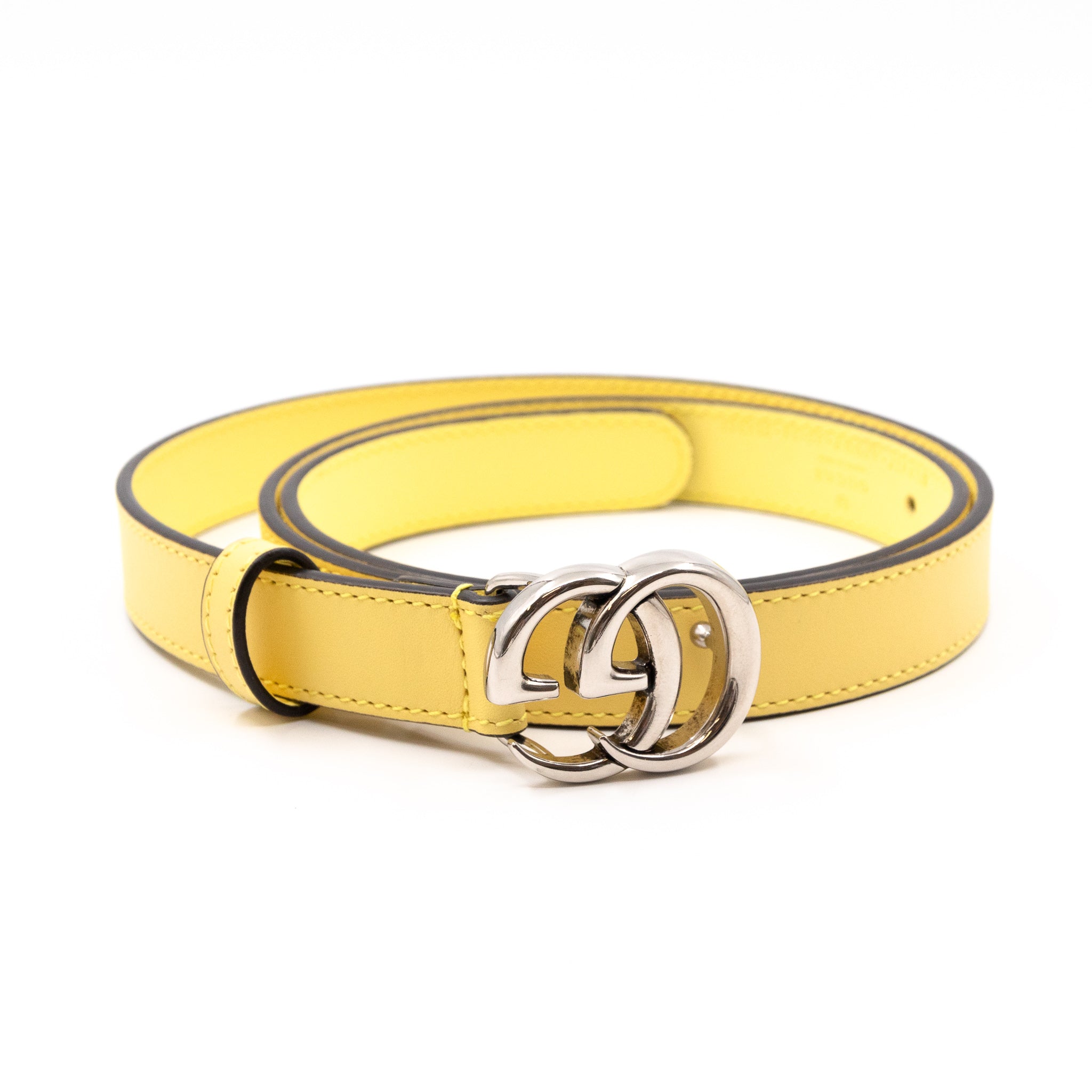 GG Marmont Slim Belt Yellow Leather 85 cm