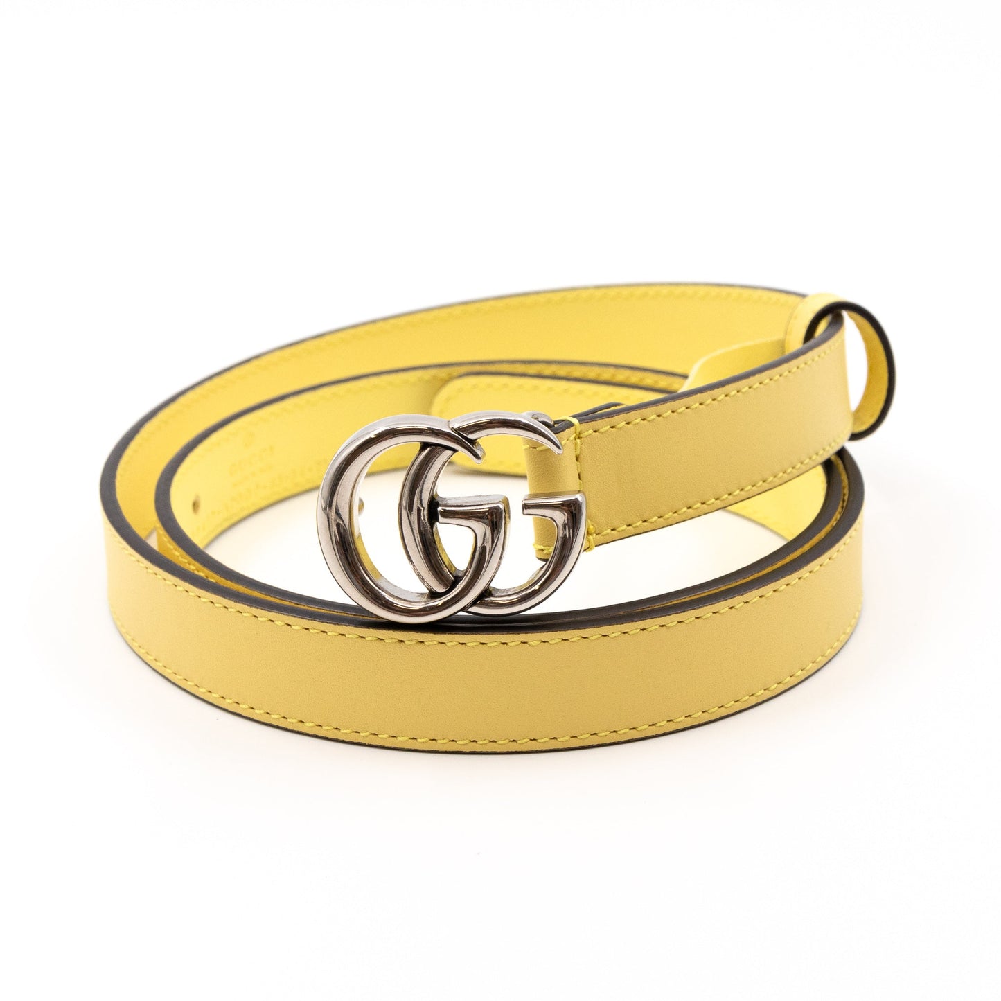 GG Marmont Slim Belt Yellow Leather 85 cm