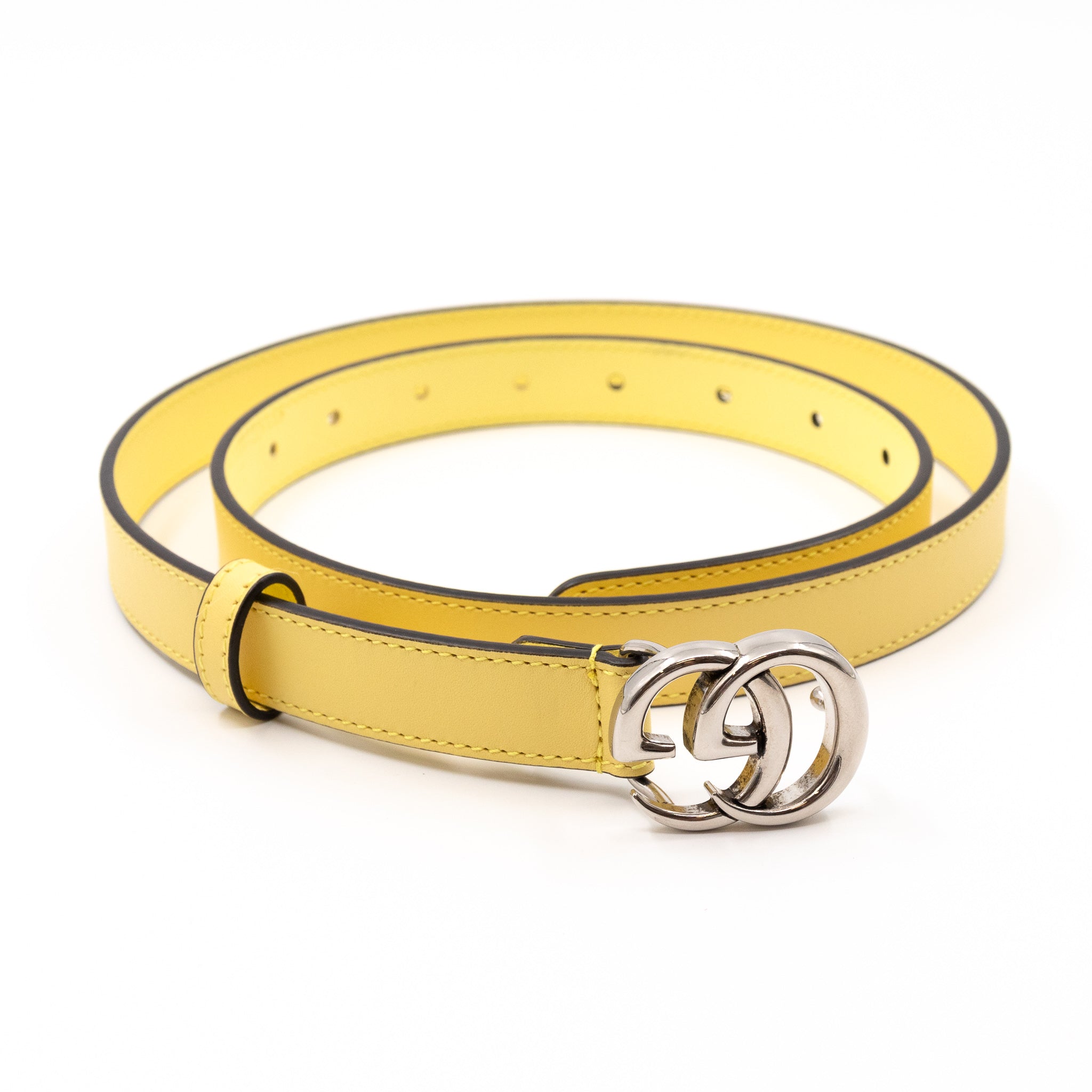GG Marmont Slim Belt Yellow Leather 85 cm