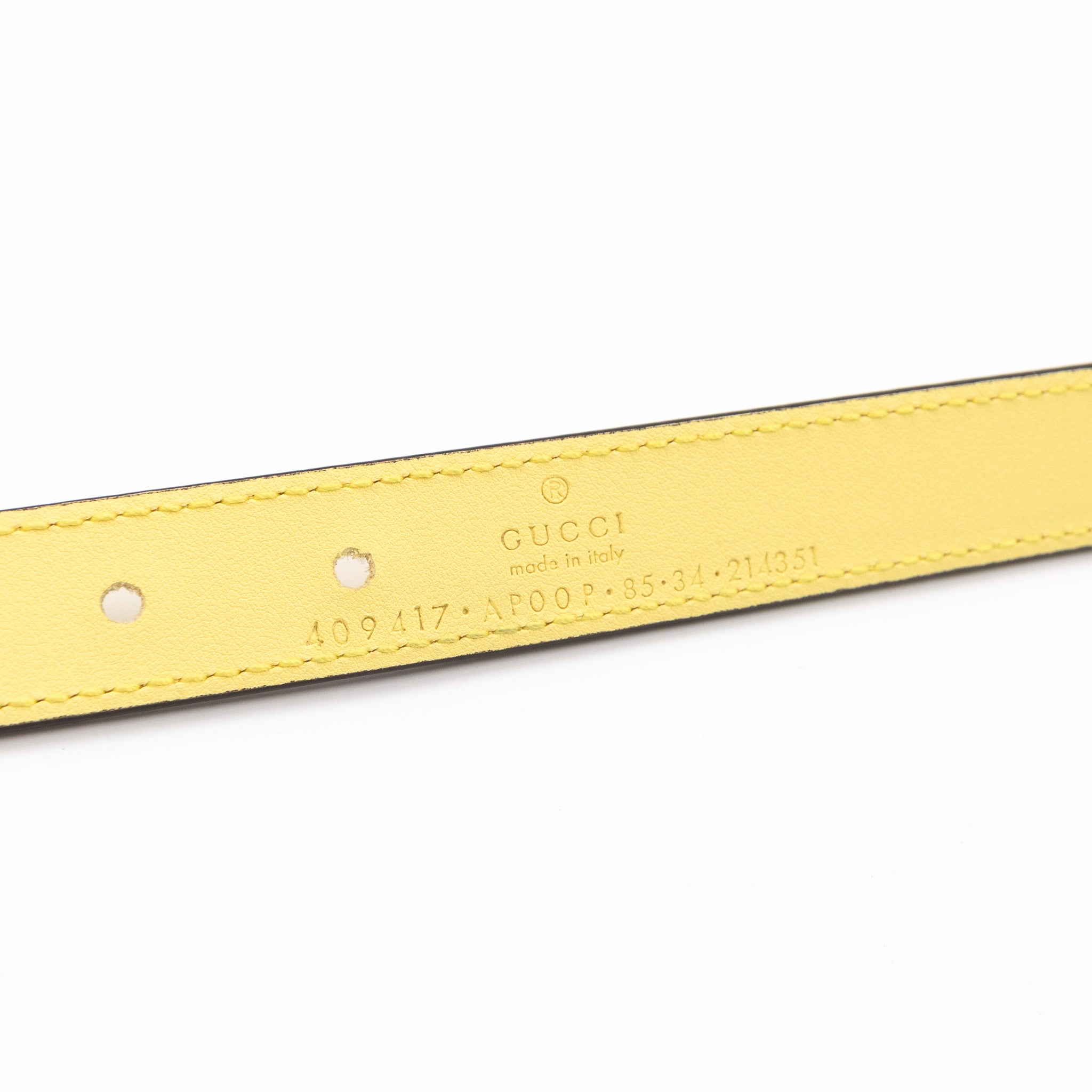 GG Marmont Slim Belt Yellow Leather 85 cm