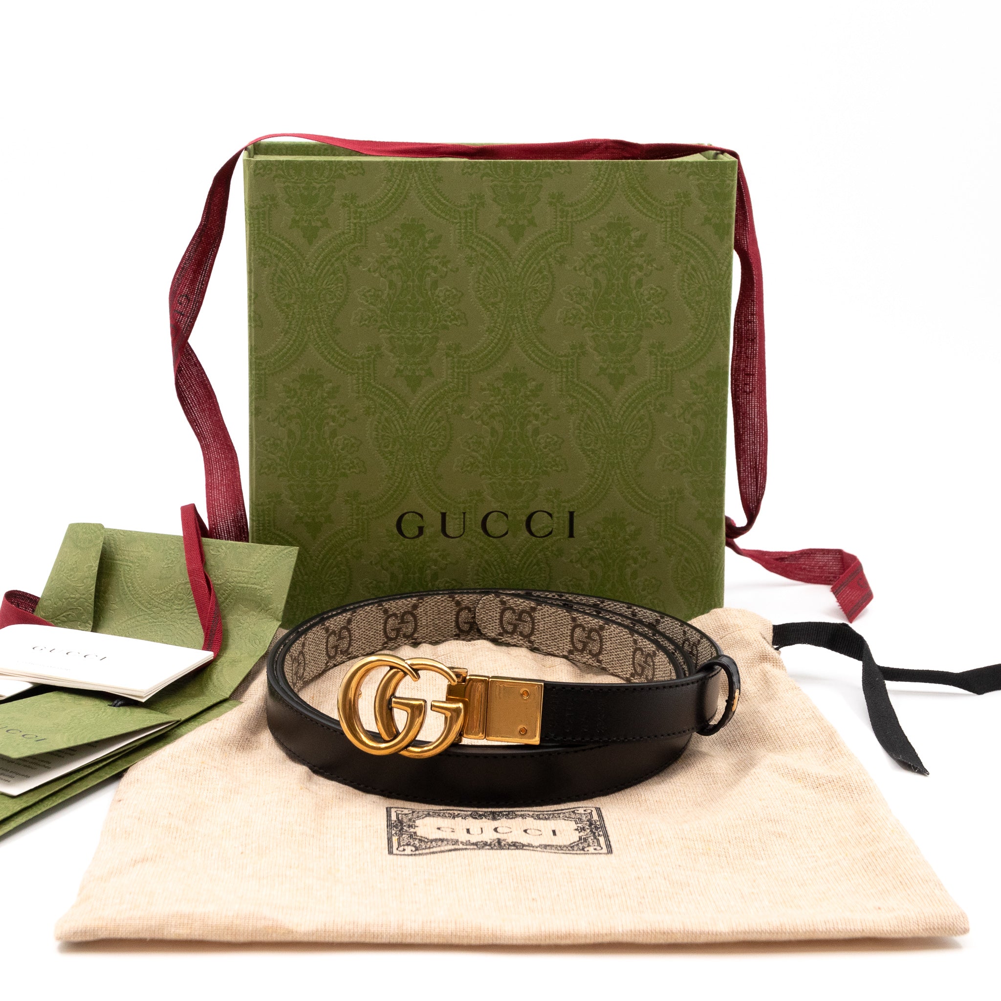 GG Marmont Slim Reversible Belt Black Leather 105 cm