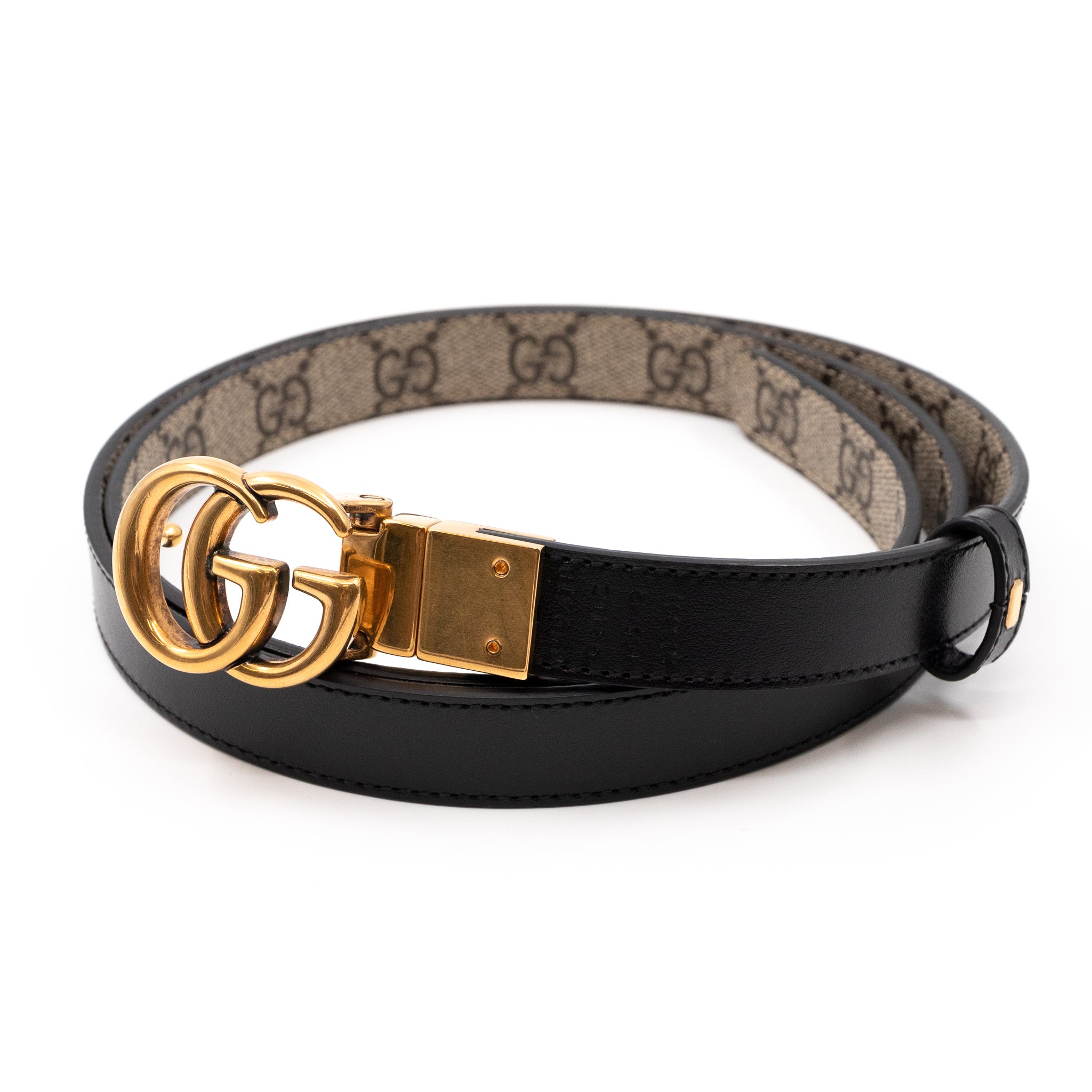 GG Marmont Slim Reversible Belt Black Leather 105 cm