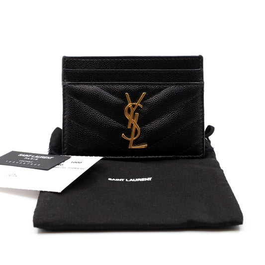 YSL Card Holder Black Leather