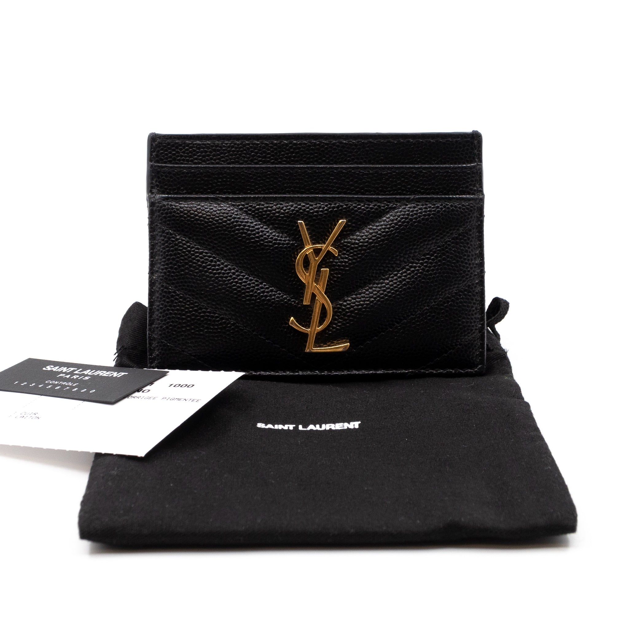 YSL Card Holder Black Leather