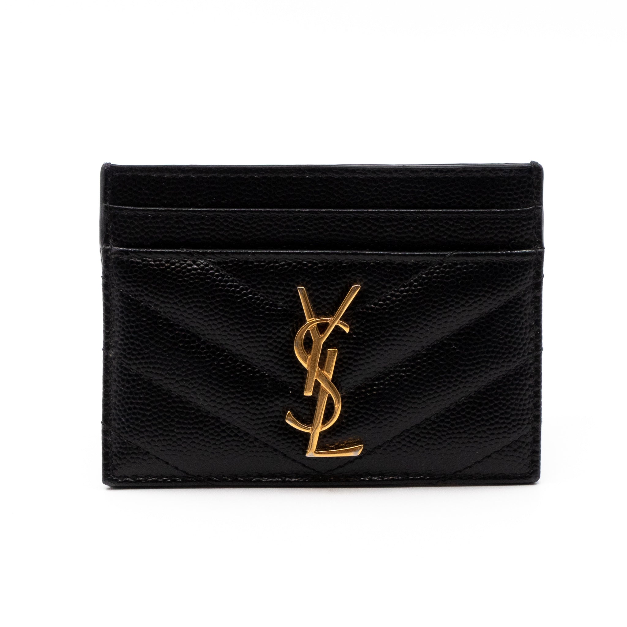 YSL Card Holder Black Leather
