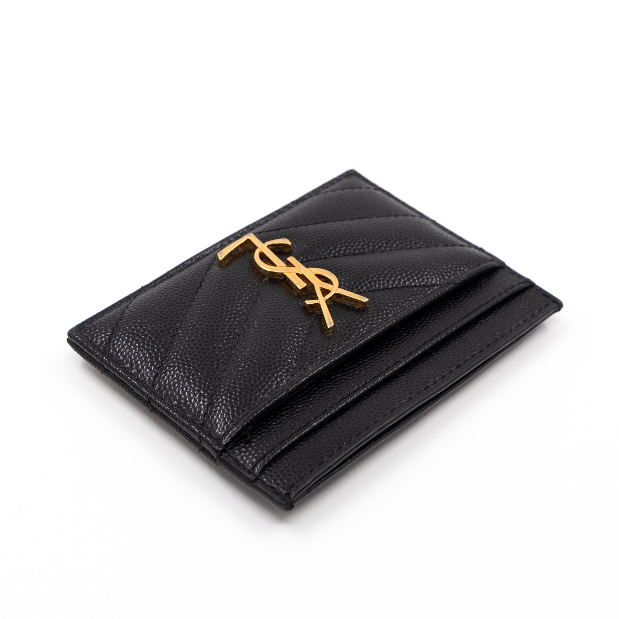 YSL Card Holder Black Leather
