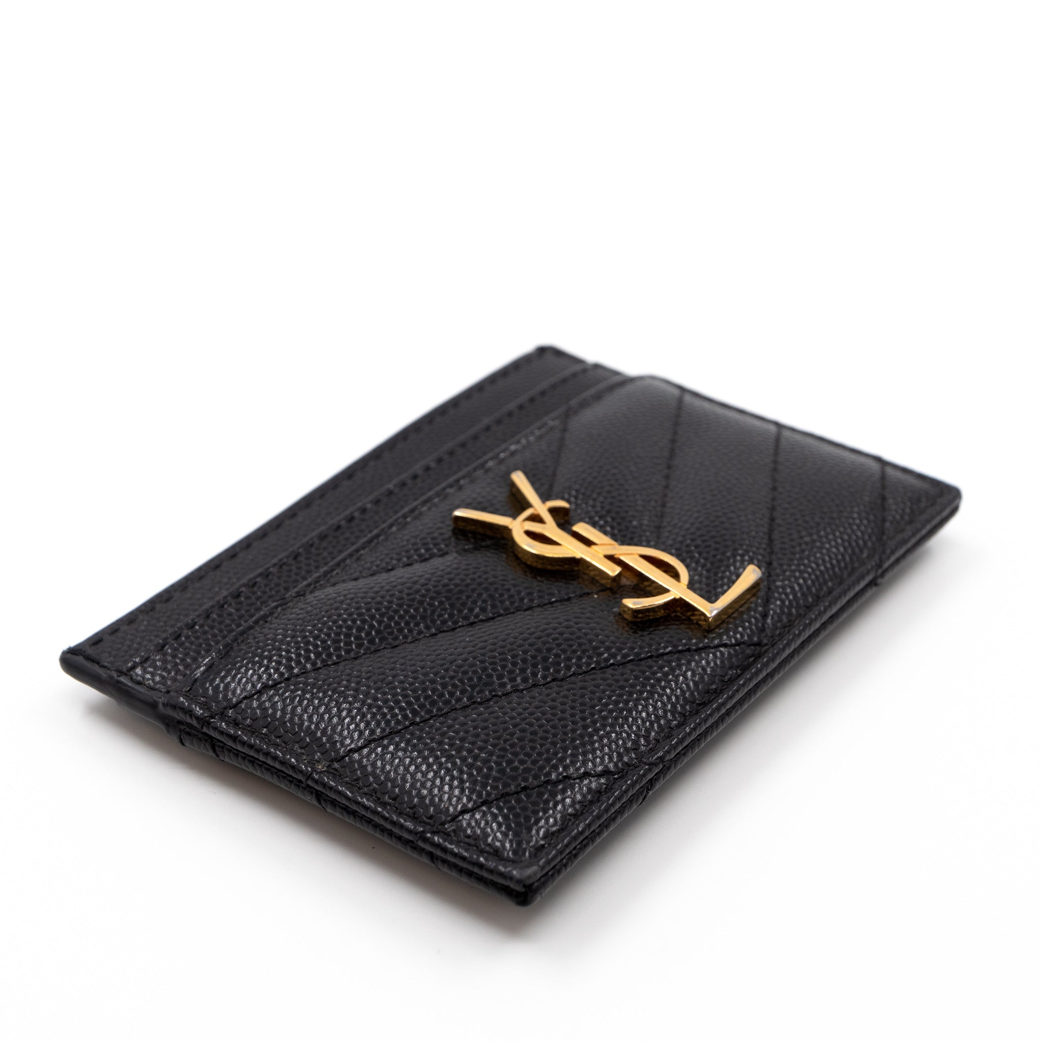 YSL Card Holder Black Leather