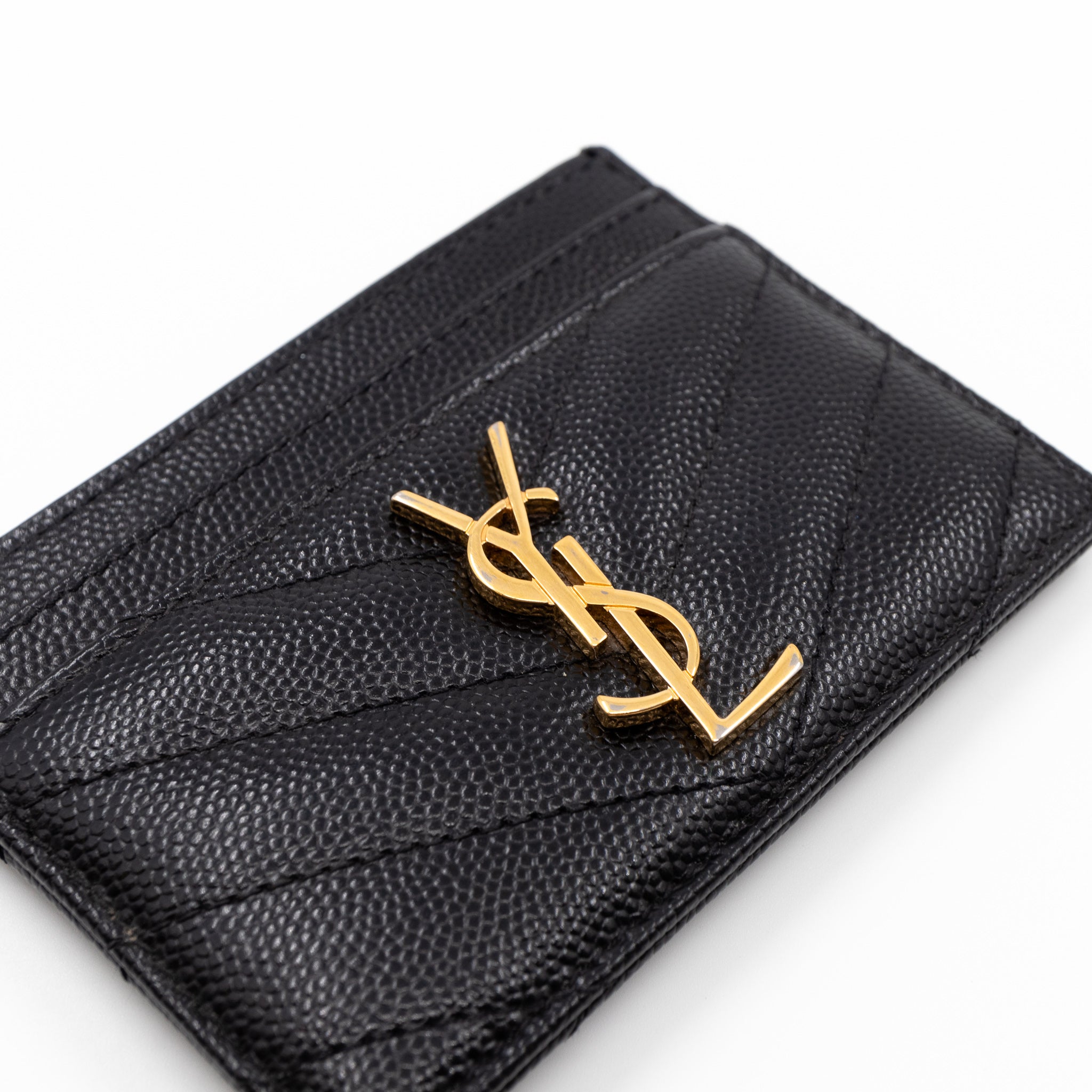 YSL Card Holder Black Leather